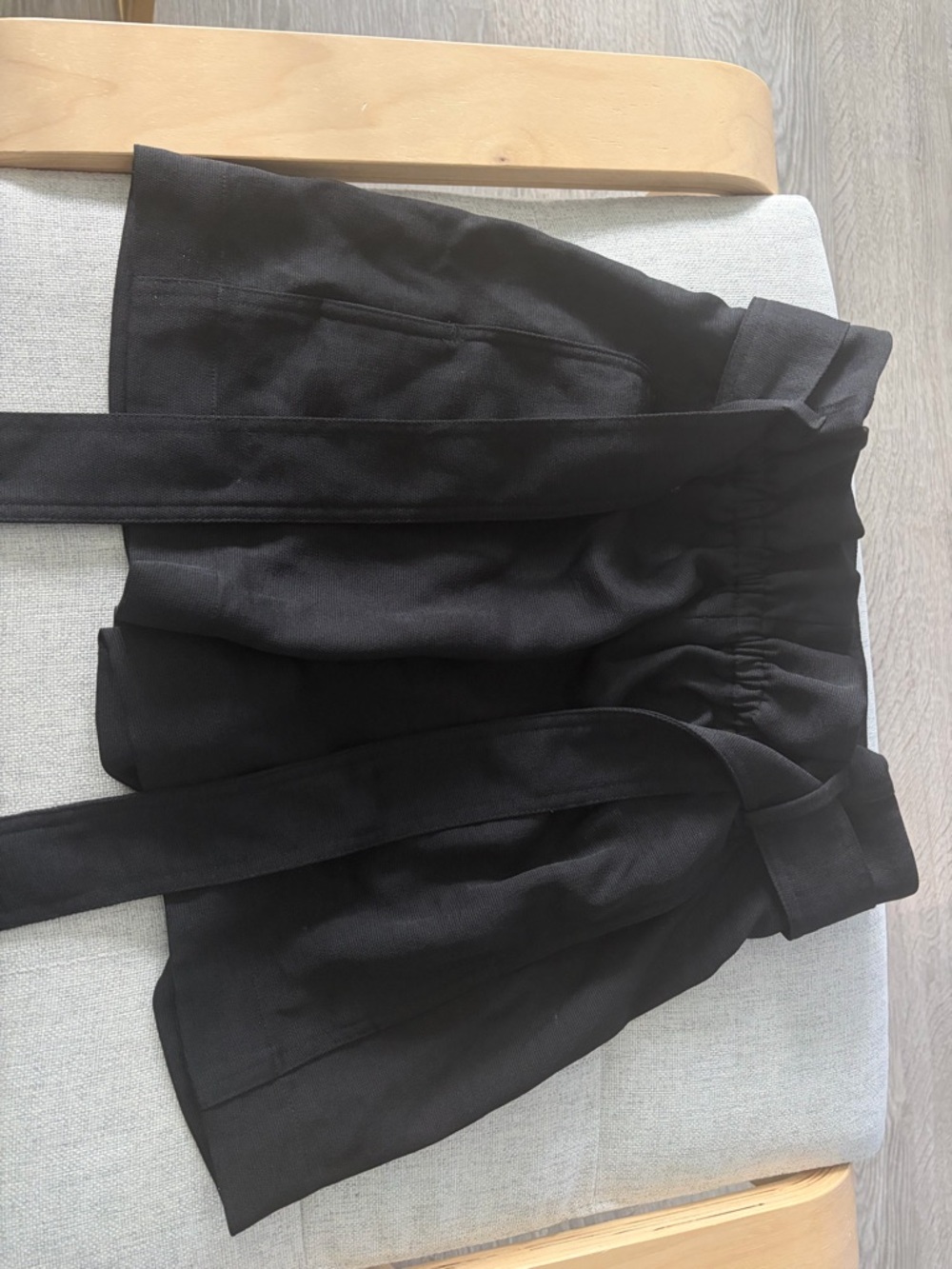 Wilfred Black High-Waist Tie Belt Shorts
